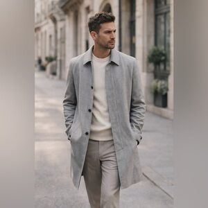 John Varvatos Gray Car Coat Minimalist Quiet Luxury Designer Jacket Streetwear